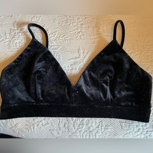 MLE KC Selena Bralette.  Black with multi color sparkles